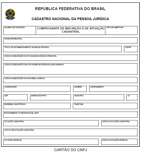 O que é CNPJ cartão do cadastro nacional de pessoas jurídicas