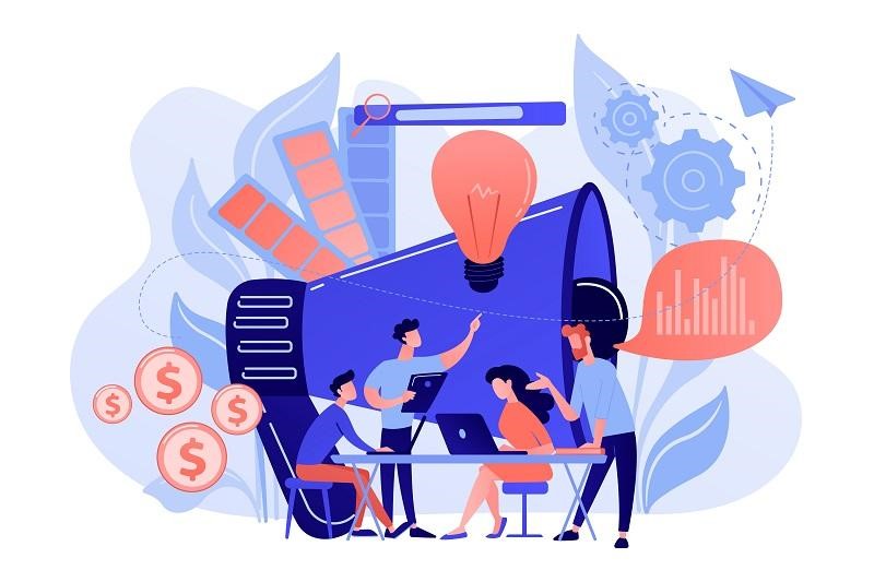 contabilidade para coprodutores vetor megafone ideia co-produtores