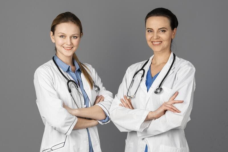 Imposto de Renda para Médicos - imagem de duas médicas felizes por pagarem pouco Imposto de Renda