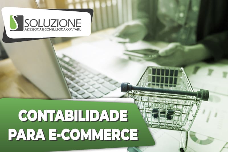 Contabilidade para ecommerce - imagem de carrinho de comércio eletrônico e notebook para compras em loja virtual