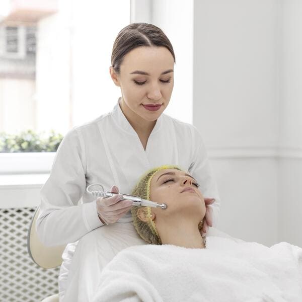 Como abrir uma clínica de estética - imagem de esteticista aplicando procedimento em cliente na sua clínica de estética