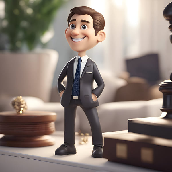 Contabilidade para advogados - imagem 3D de advogado feliz por contar com contador especializado para seu escritório de advocacia