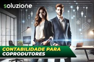 Contabilidade para coprodutores - Imagem de coprodutor e infoprodutora em lançamento de infoproduto