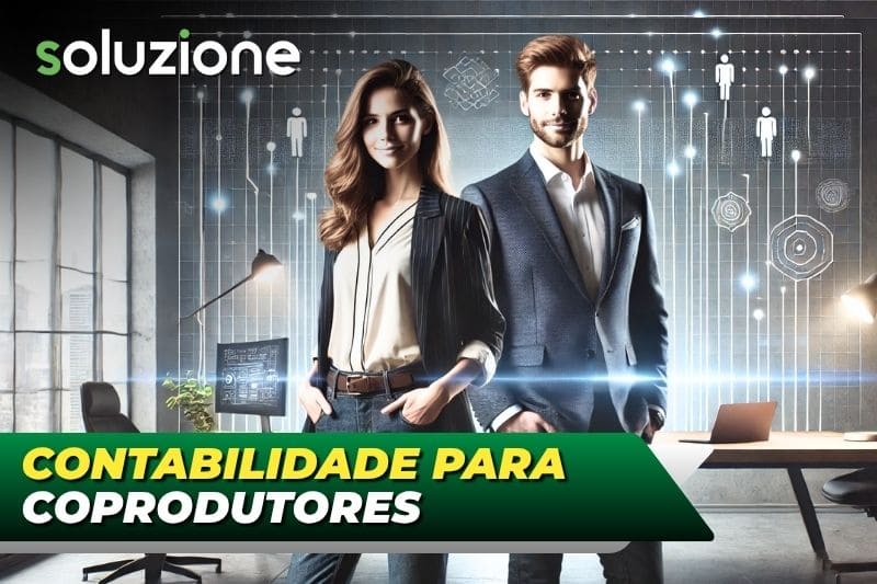 Contabilidade para coprodutores - Imagem de coprodutor e infoprodutora em lançamento de infoproduto