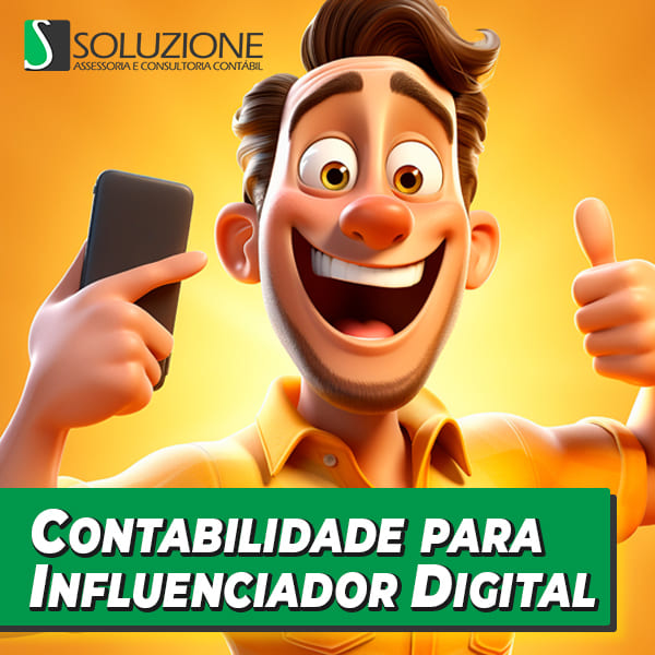 Contabilidade para influenciadores digitais - imagem de digital influencer feliz com celular na mão nas redes sociais