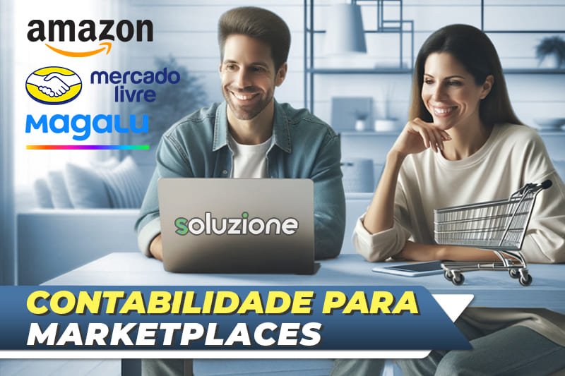 Contabilidade para marketplaces- imagem de empresários gerindo suas lojas na amazon, mercadolivre e magalu